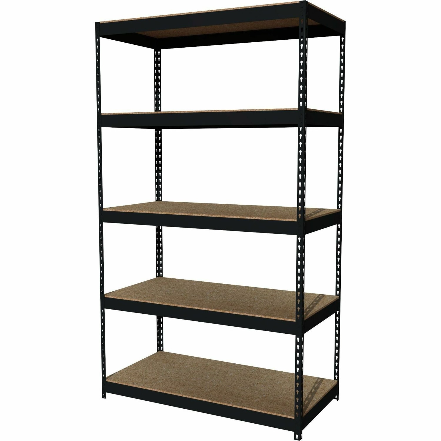 Lorell 5-Shelf Riveted Steel Shelving, 84inH x 48inW x 24inD, Black - Image 3