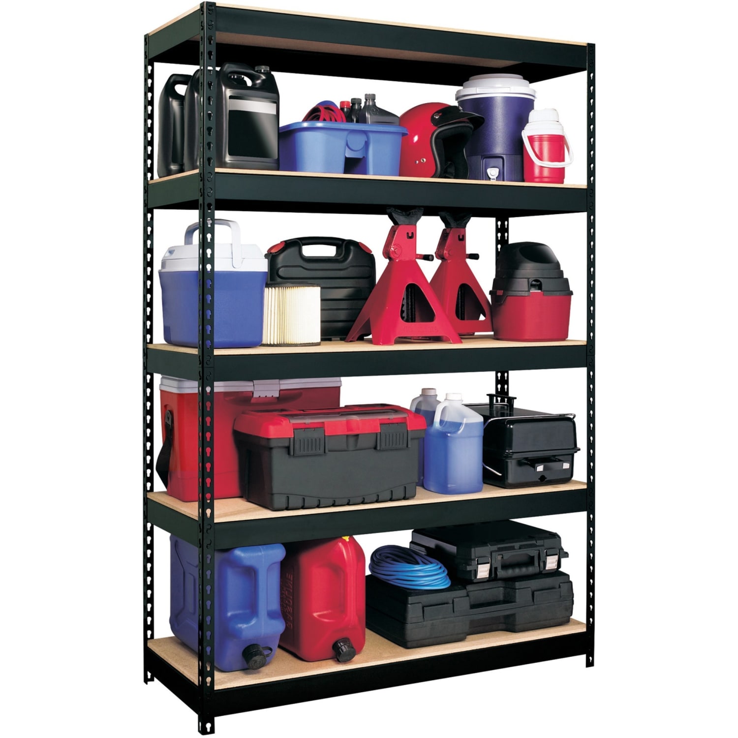 Lorell 5-Shelf Riveted Steel Shelving, 72inH x 48inW x 18inD, Black - Image 3