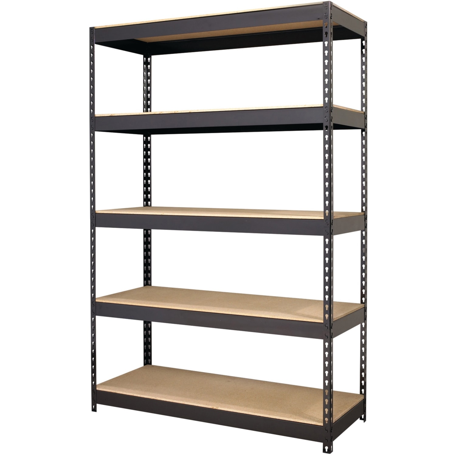 Lorell 5-Shelf Riveted Steel Shelving, 72inH x 48inW x 18inD, Black - Image 4