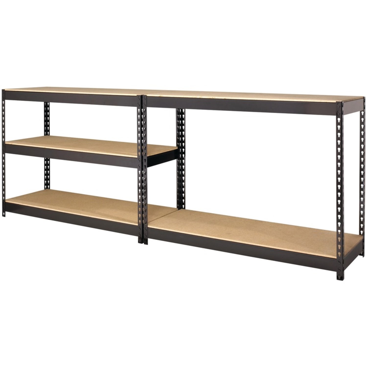 Lorell 5-Shelf Riveted Steel Shelving, 72inH x 48inW x 18inD, Black - Image 5