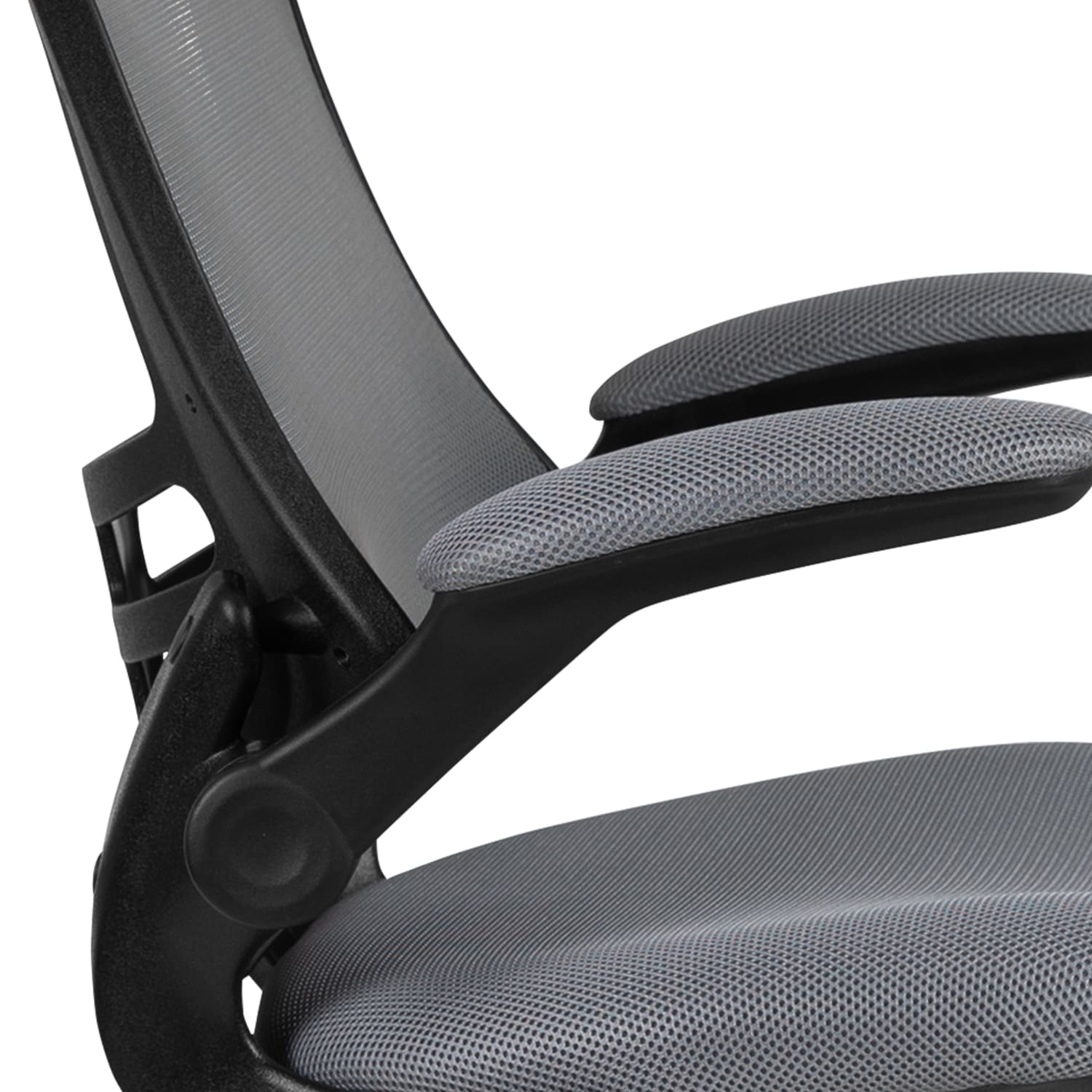 Flash Furniture Mid-Back Mesh Ergonomic Drafting Chair with Adjustable Foot Ring and Flip-Up Arms, Dark Gray - Image 9