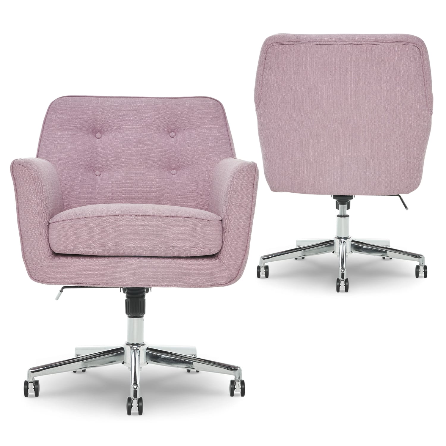 Serta Ashland Home Mid-Back Office Chair, Twill Fabric, Lilac/Chrome - Image 6