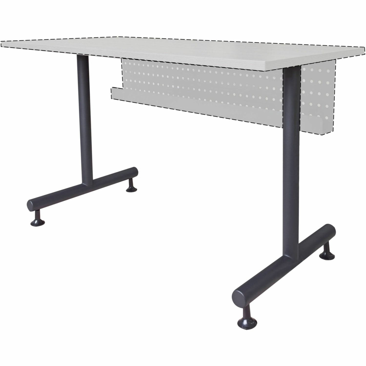 Lorell Invent Training Table Components - Black T-shaped Base - 2 Legs - 28.50in Height x 5in Width x 22in Depth - Training - Assembly Required - 2 / Set - Image 3