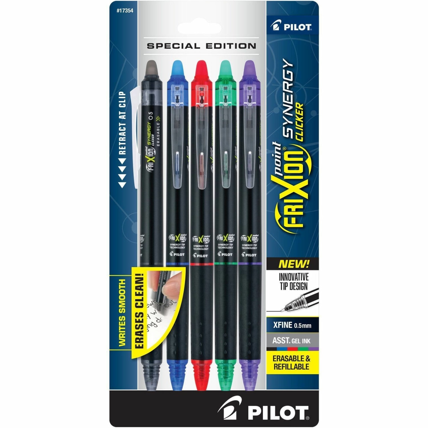 FriXion Erasable Gel Pens - Extra Fine 0.5 mm Point Size - Retractable - Assorted - 5 / Pack