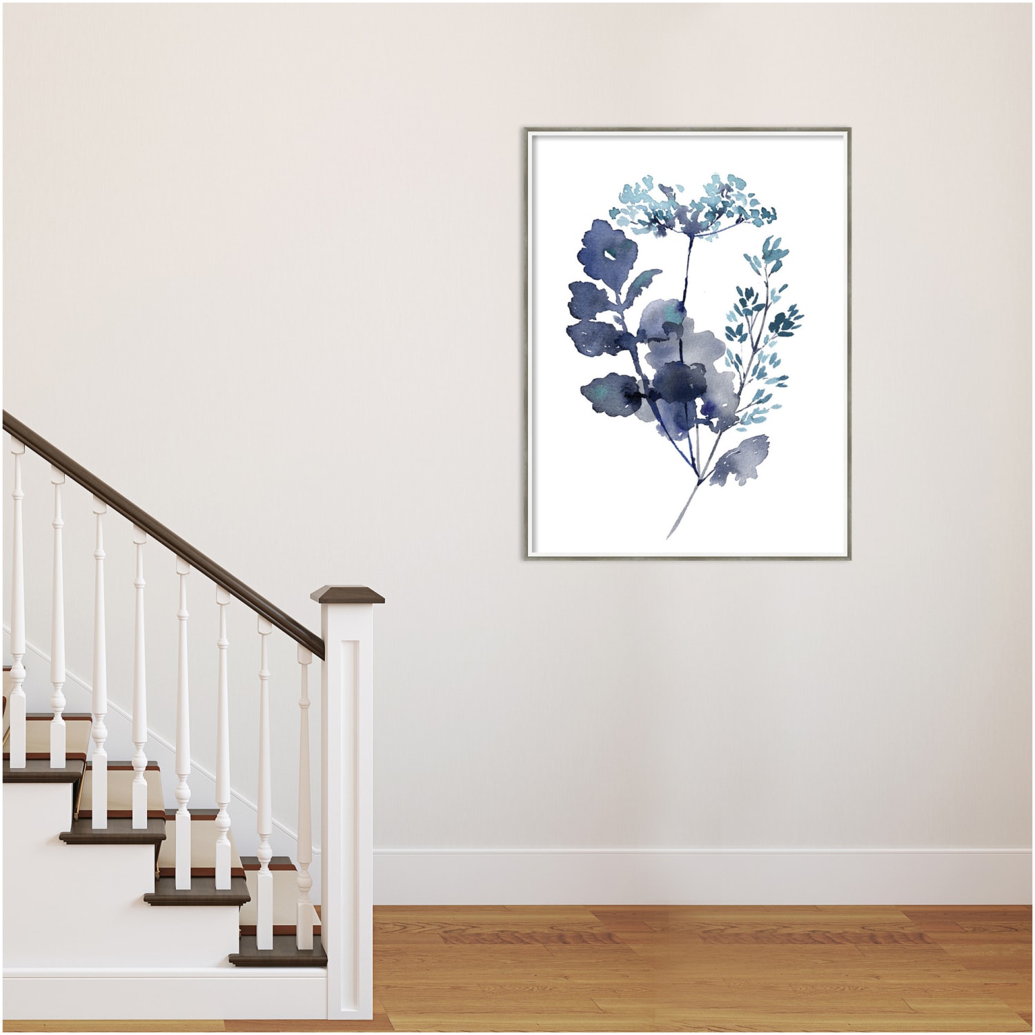 Amanti Art Botanical Lace Leaf Indigo by Sara Berrenson Wood Framed Wall Art Print, 41inH x 31inW, White - Image 3