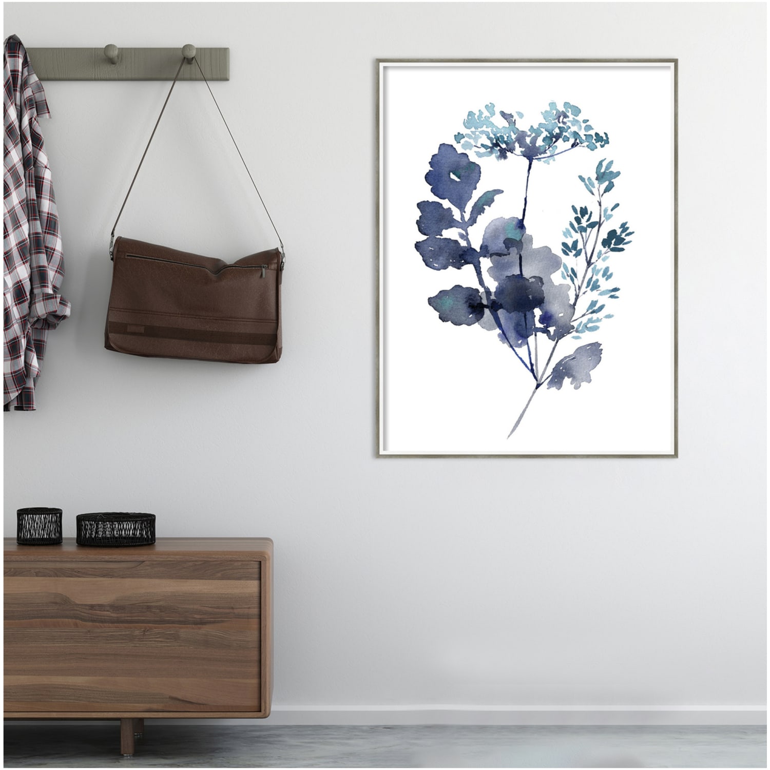 Amanti Art Botanical Lace Leaf Indigo by Sara Berrenson Wood Framed Wall Art Print, 41inH x 31inW, White - Image 5