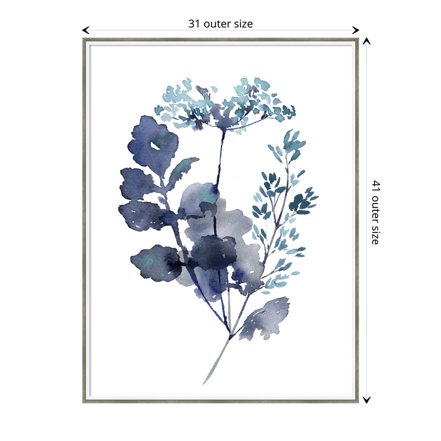 Amanti Art Botanical Lace Leaf Indigo by Sara Berrenson Wood Framed Wall Art Print, 41inH x 31inW, White - Image 6