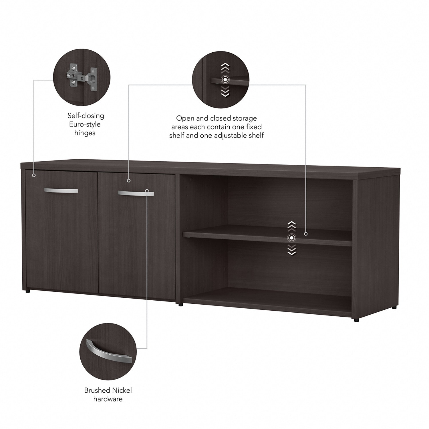 Bush Business Furniture Studio C 60inW Low Storage Cabinet With Doors And Shelves, Storm Gray, Standard Delivery - Image 4