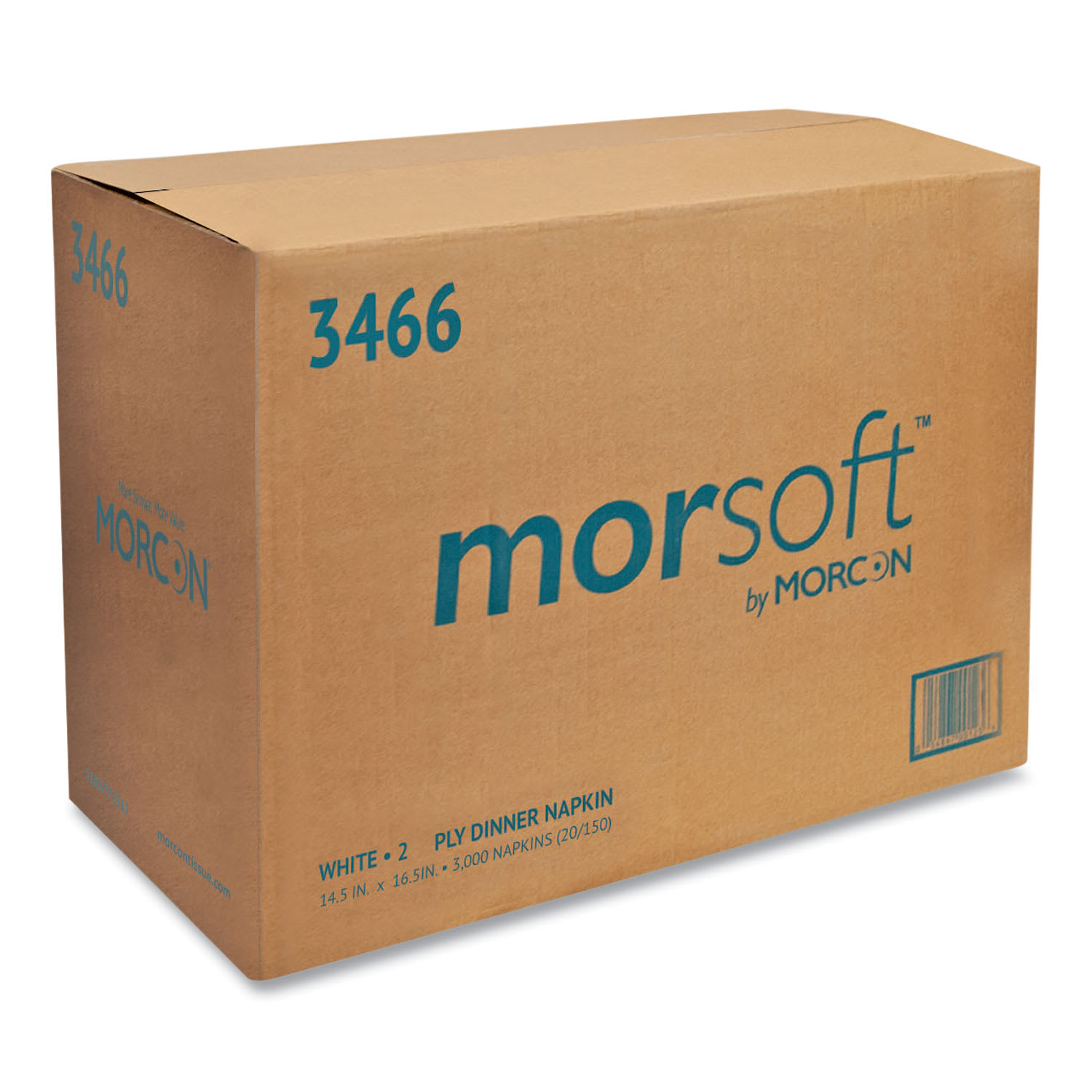 Morcon Tissue Morsoft Dinner Napkins, 2-Ply, 14.5 x 16.5, White, 3,000/Carton - Image 3