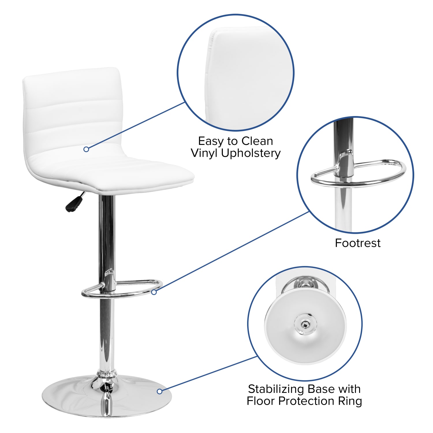 Flash Furniture Contemporary Adjustable Bar Stool WhiteChrome PopularChairscom Flash Furniture Contemporary Adjustable Bar Stool WhiteChrome PopularChairscom