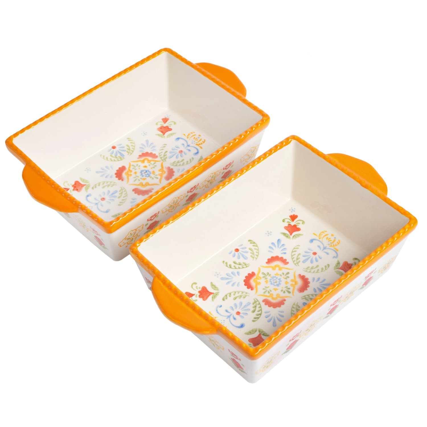 Gibson Laurie Gates Tierra 6-Piece Hand-Painted Stoneware Bakeware Set, White - Image 3