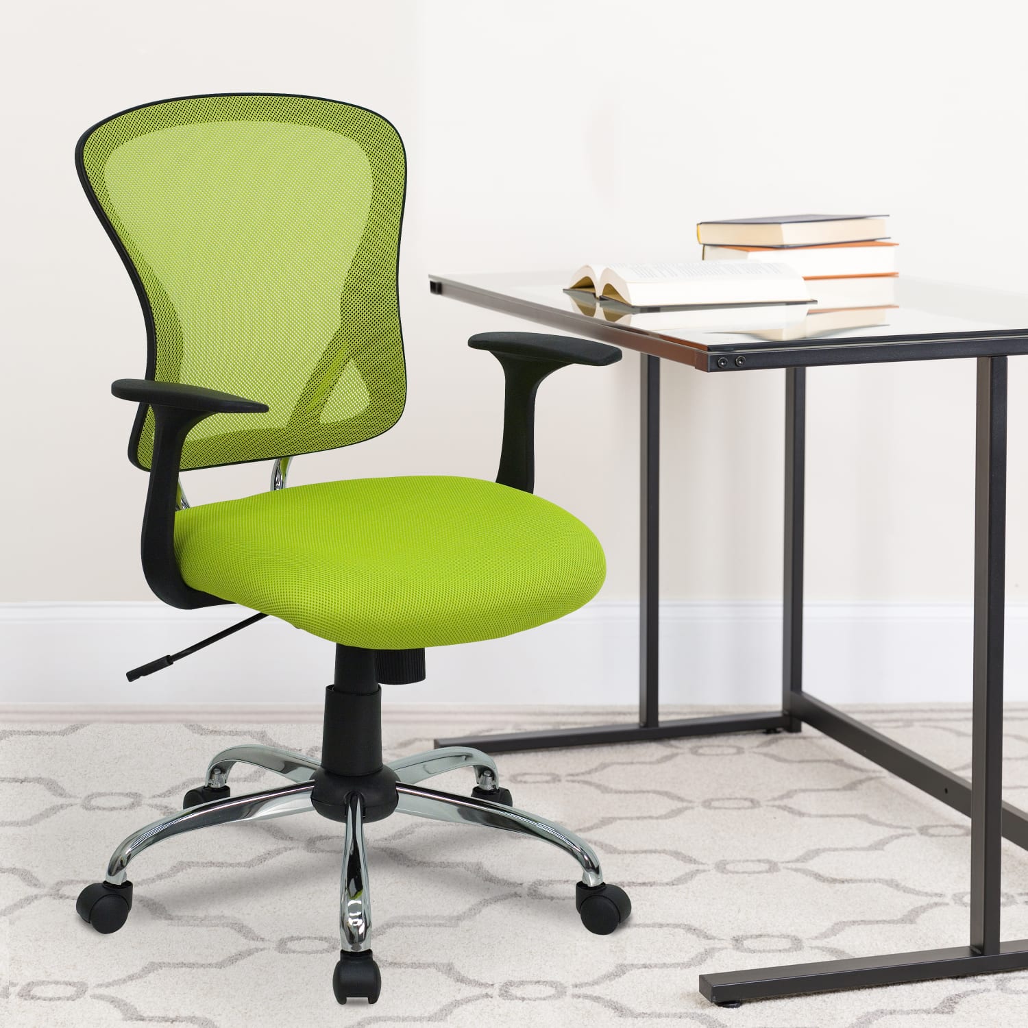 Flash Furniture Mesh Mid-Back Task Chair, Green/Black/Chrome