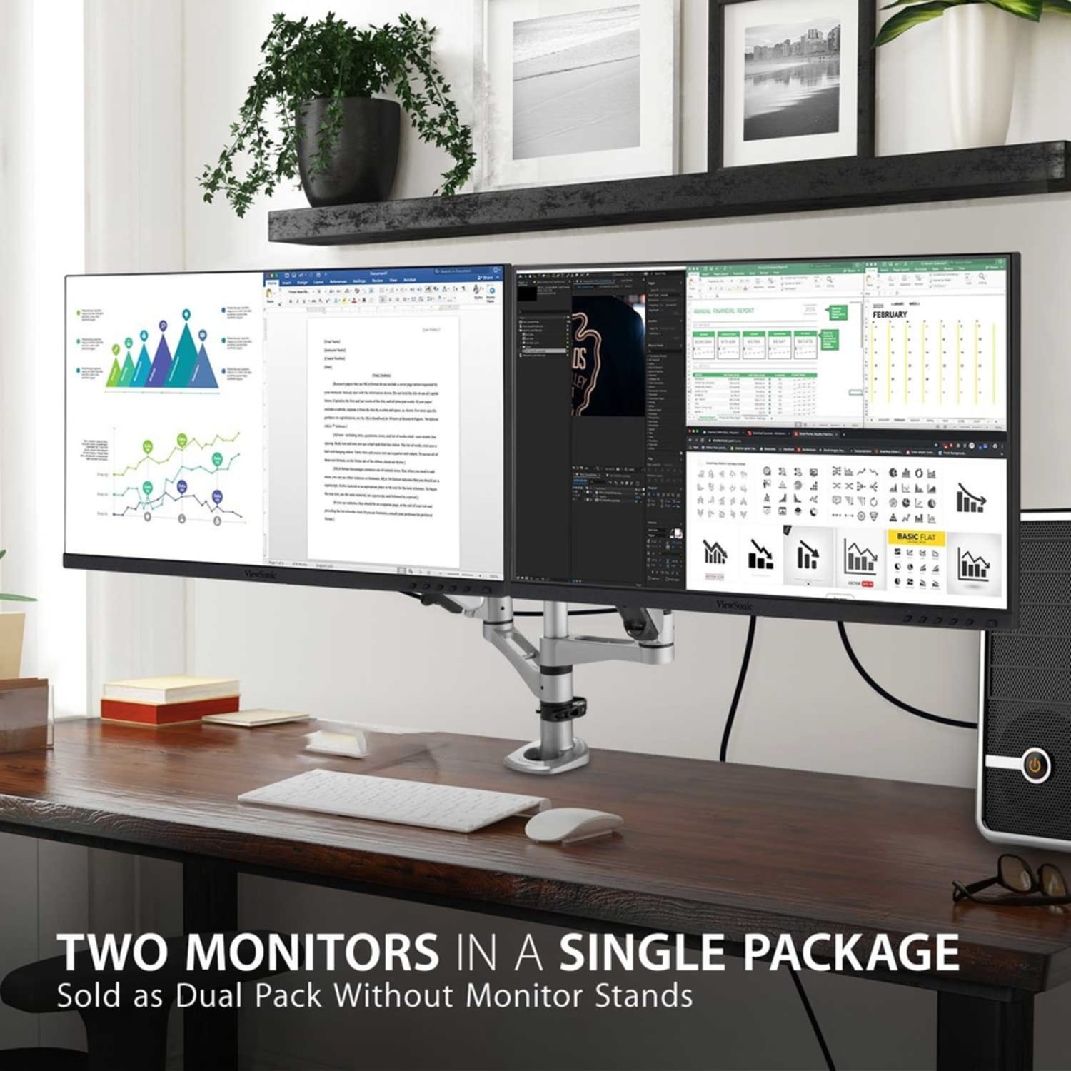 ViewSonic VG2455_56A_H2 24in 1080p IPS Docking Monitor Heads, Pack Of 2 Monitor Heads - Image 5