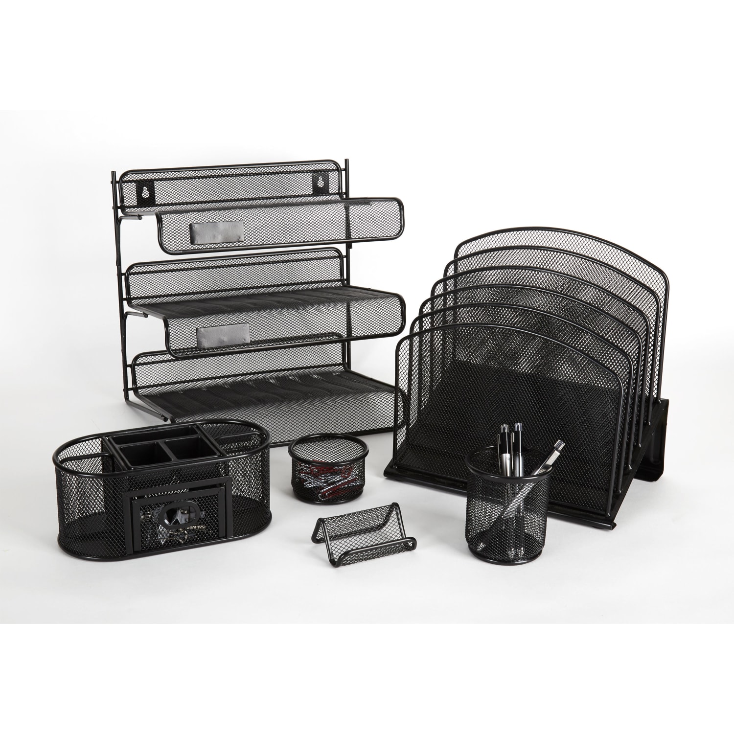 Office Depot Brand Mesh 3-Tier Desk Shelf, Black - Image 3