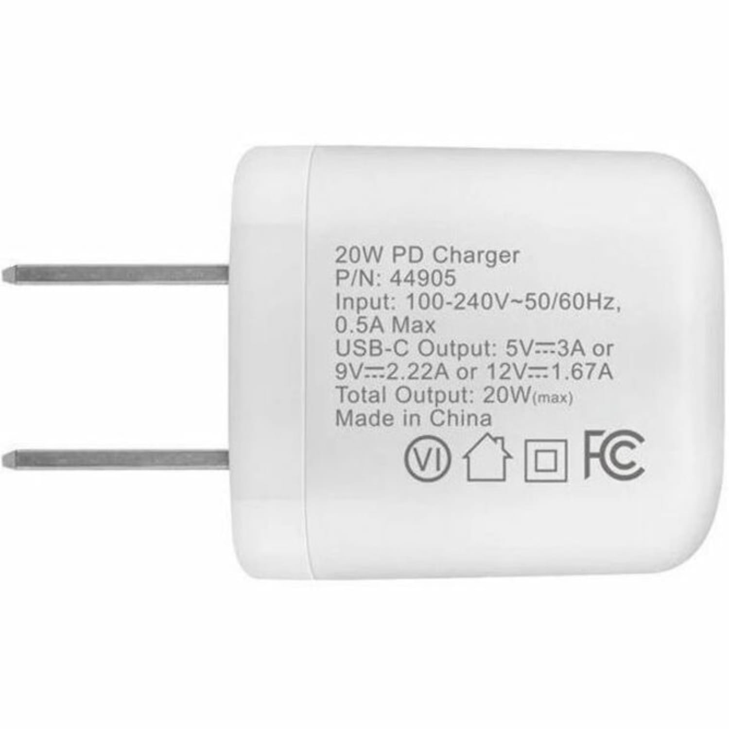 Monoprice 20W USB-C Mini Cubic Wall Charger White - 20 W - 120 V AC, 230 V AC Input - 5 V DC, 9 V DC, 12 V DC Output - 3 A - White - 1 - Image 4