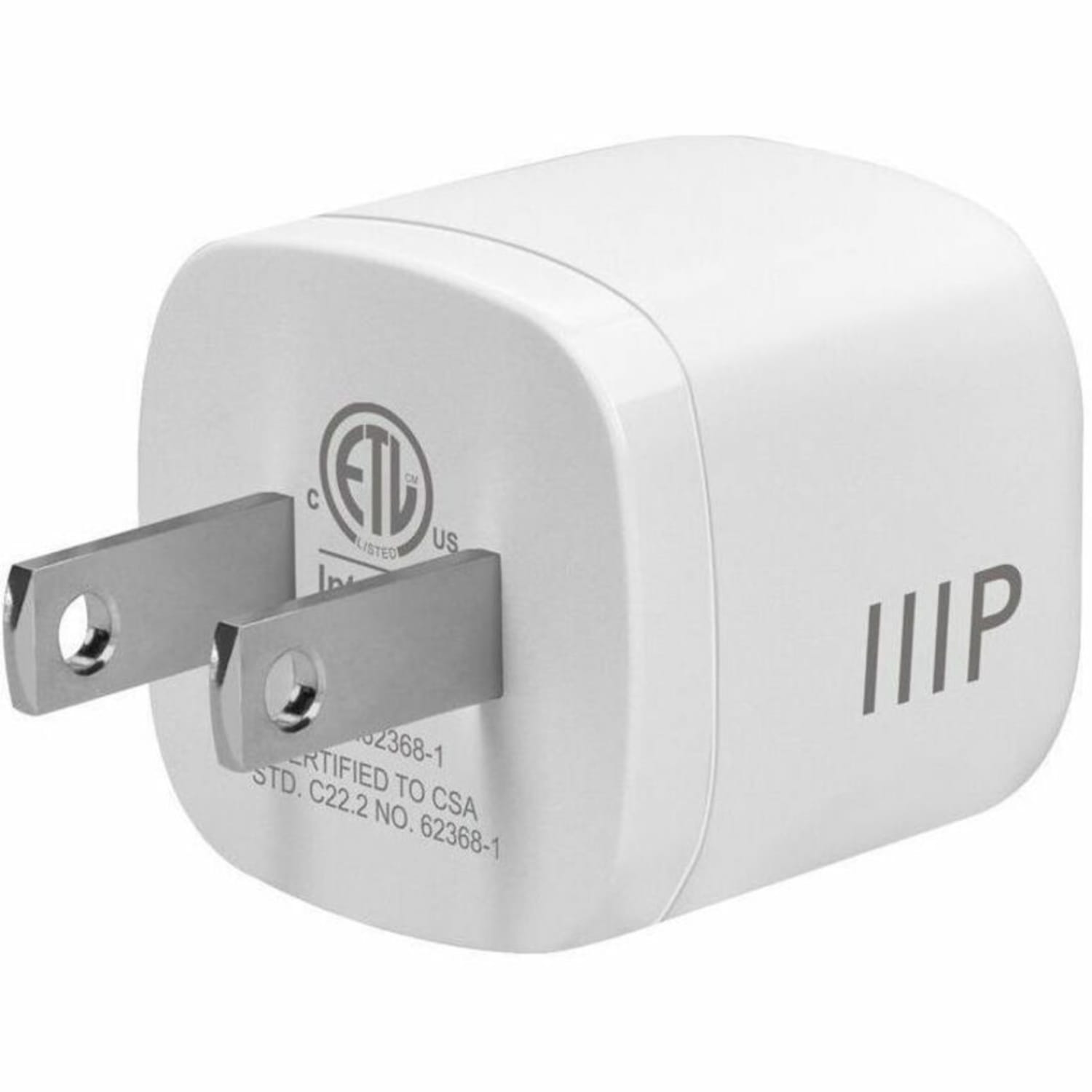 Monoprice 20W USB-C Mini Cubic Wall Charger White - 20 W - 120 V AC, 230 V AC Input - 5 V DC, 9 V DC, 12 V DC Output - 3 A - White - 1 - Image 6