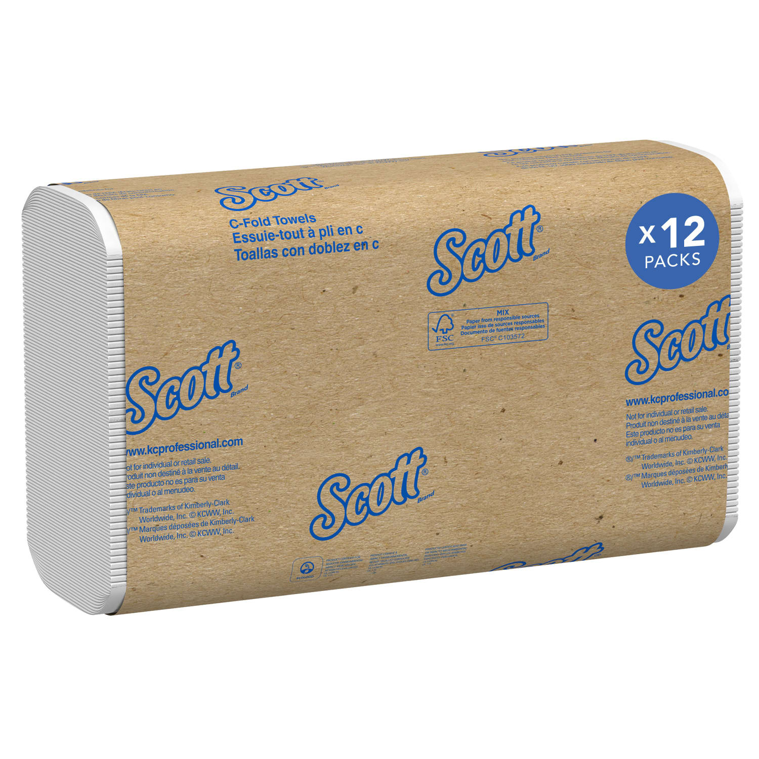 Scott Essential C Fold Paper Towels (01510) with Fast-Drying Absorbency Pockets, 12 Packs / Case, 200 C Fold Towels / Pack - Image 3