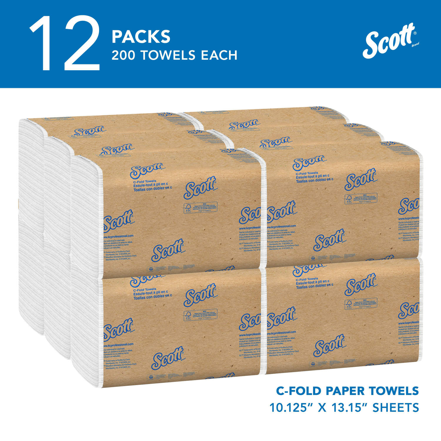 Scott Essential C Fold Paper Towels (01510) with Fast-Drying Absorbency Pockets, 12 Packs / Case, 200 C Fold Towels / Pack - Image 4