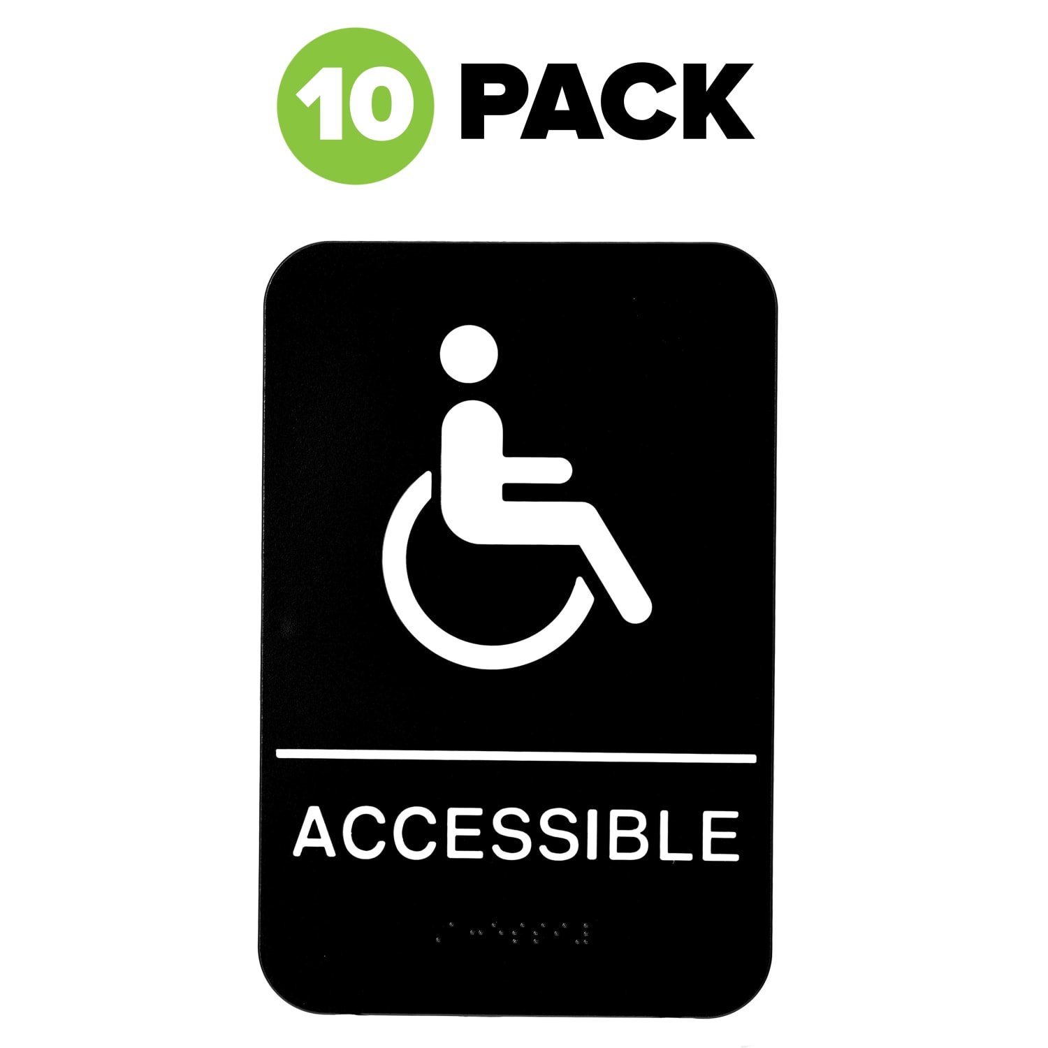Alpine ADA Handicap Accessible Signs With Braille, 9in x 6in, Black/White, Pack Of 10 Signs - Image 3