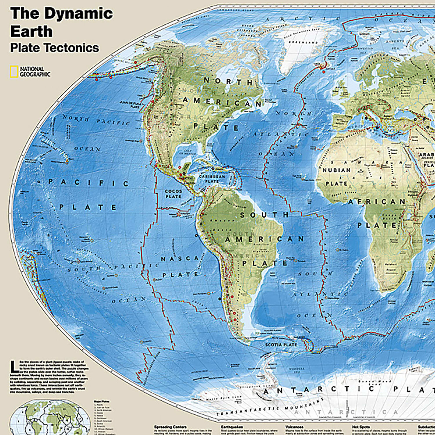 National Geographic The Dynamic Earth, Plate Tectonics Map, Laminated, 36in x 24in - Image 3