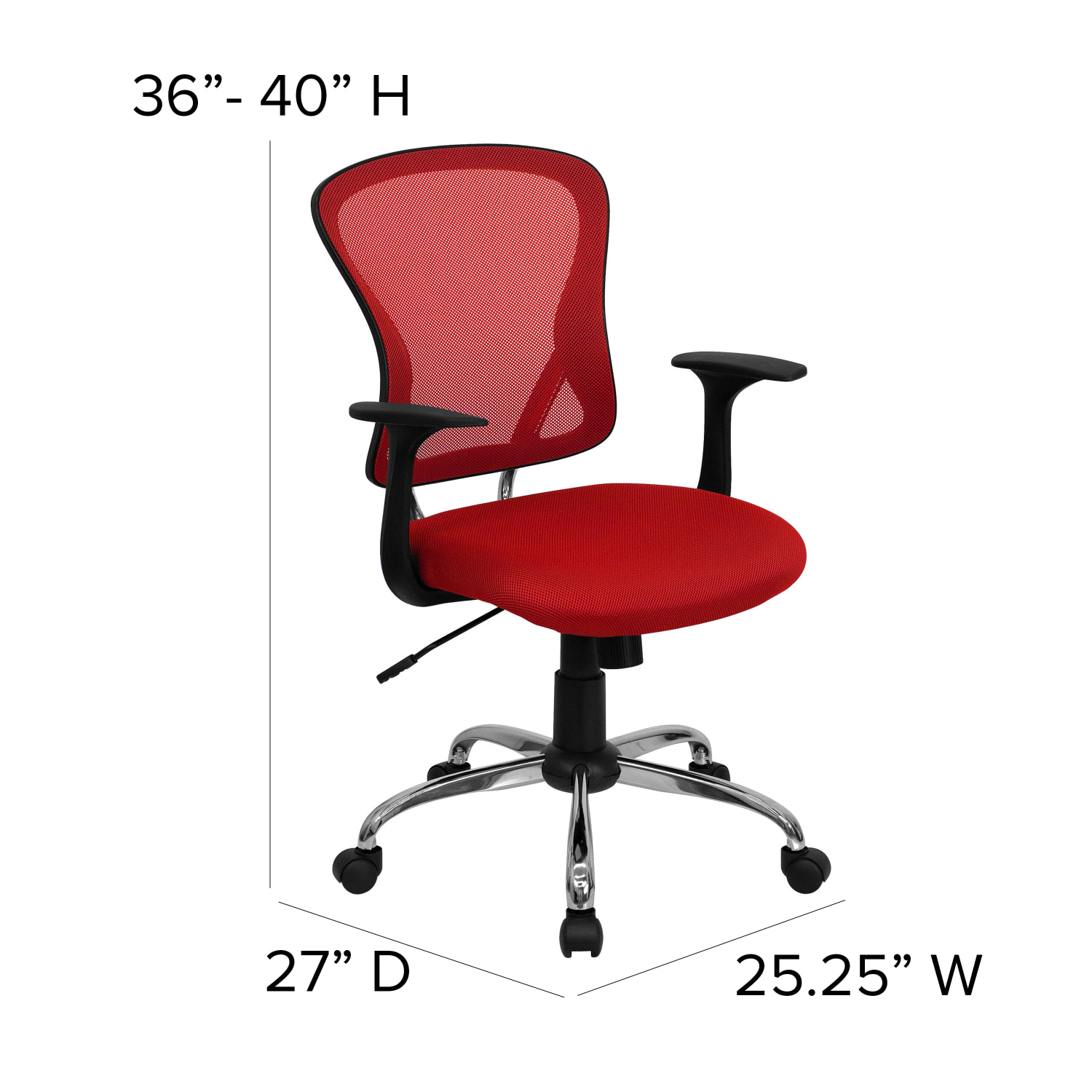Flash Furniture Mesh Mid-Back Task Chair, Red/Black/Chrome - Image 7