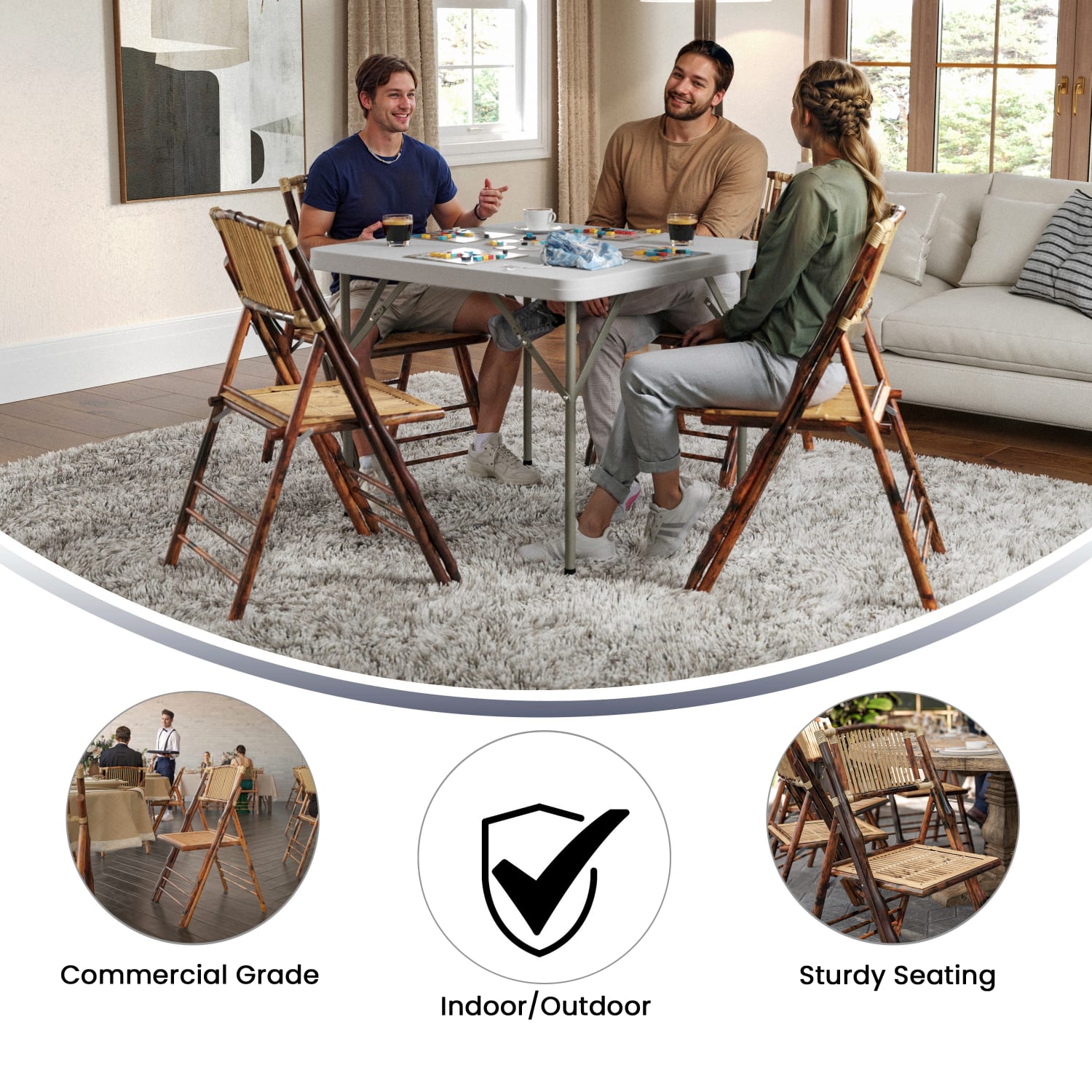 Flash Furniture American Champion Bamboo Folding Chair, Wood Grain - Image 5