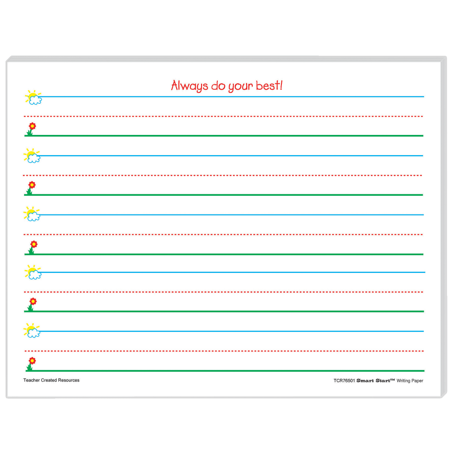 Teacher Created Resources Smart Start K-1 Writing Paper, 8-1/2in x 11in, Primary Rule, White, 100 Sheets Per Pack, Set Of 2 Packs - Image 3