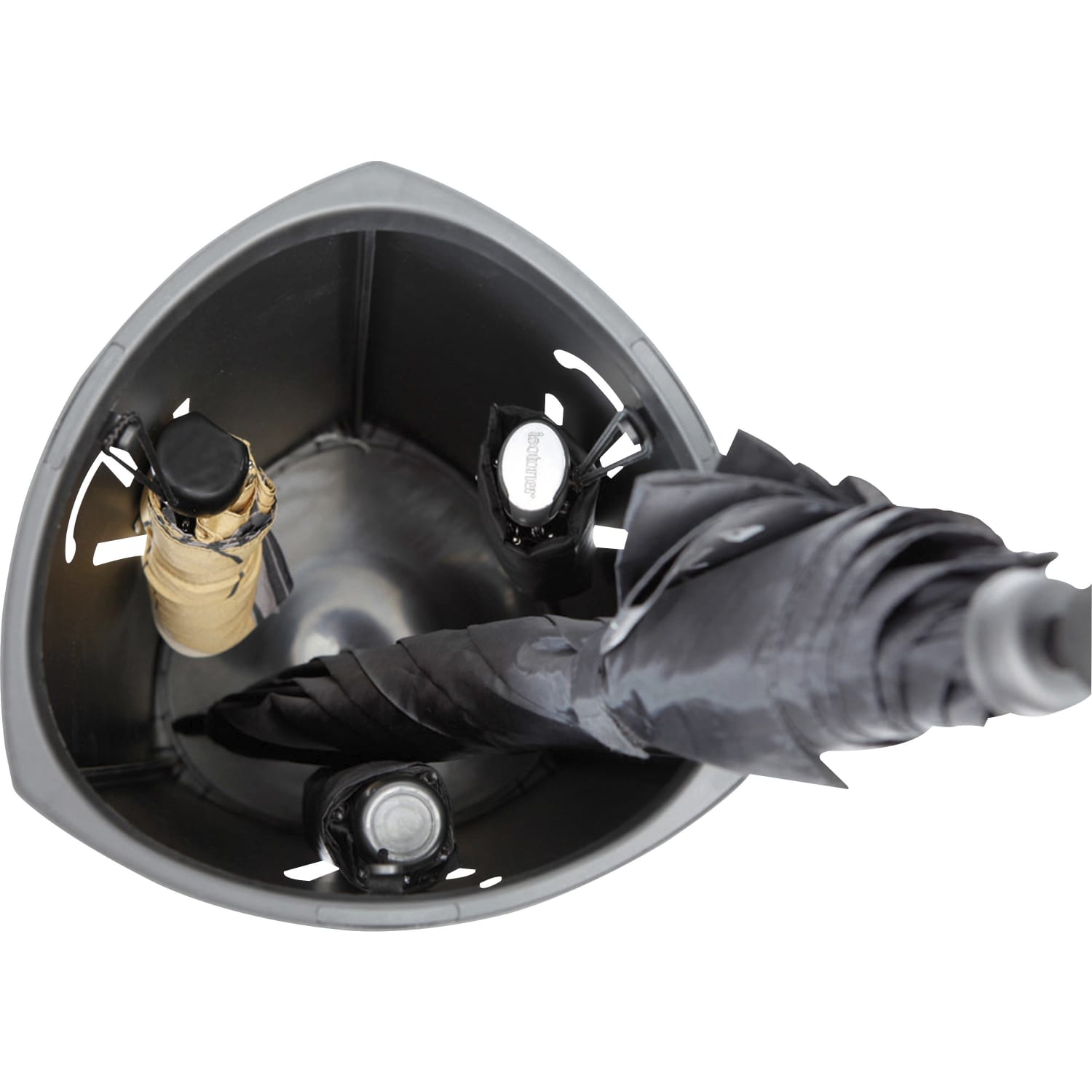 Alba Large Triangular Umbrella Stand - 25.4in Height x 6.1in Width x 13in Depth - Steel, ABS Plastic - Black - 1 Each - Image 6