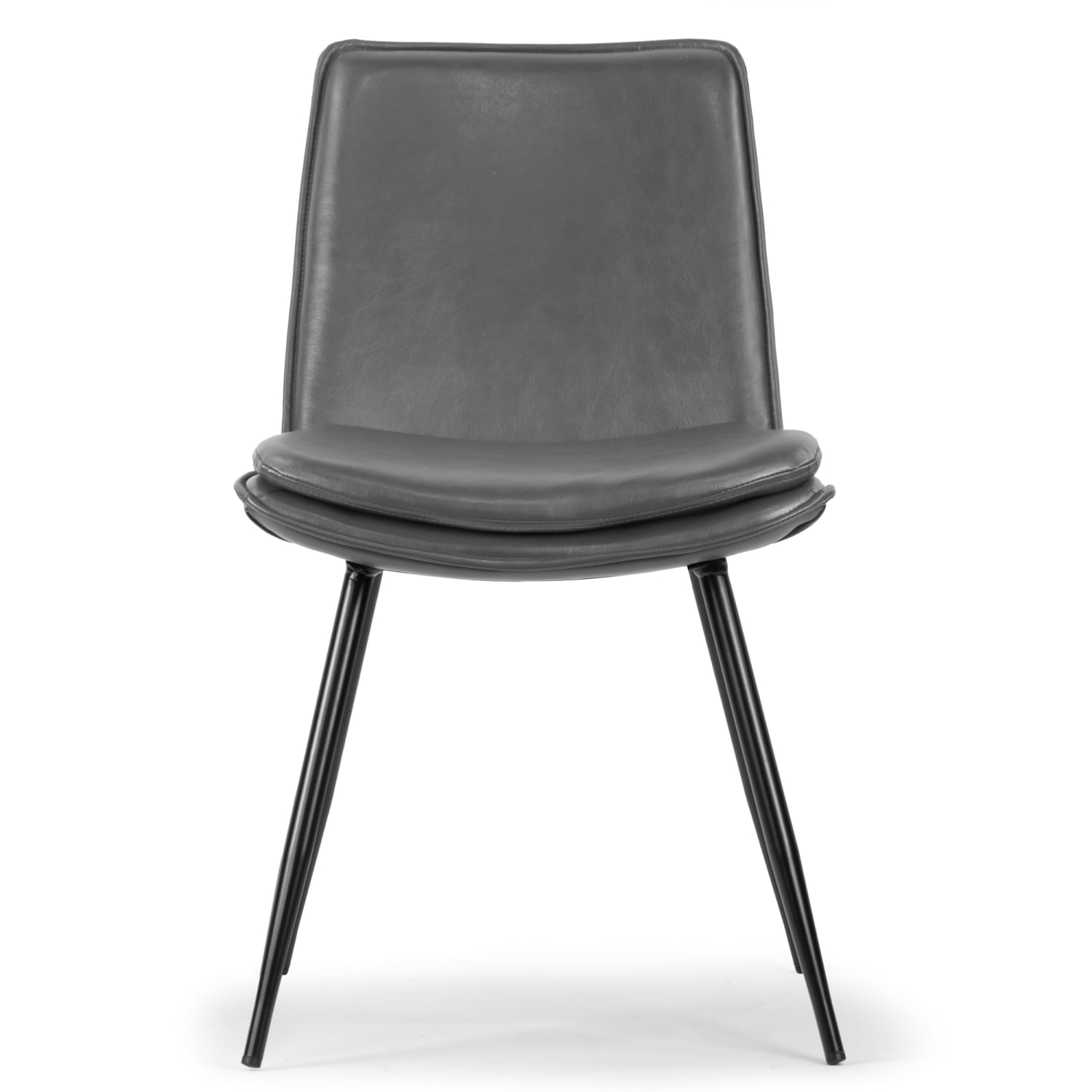 Glamour Home Avalon Faux Leather Dining Chairs With Metal Legs, Gray, Set Of 2 Chairs - Image 3
