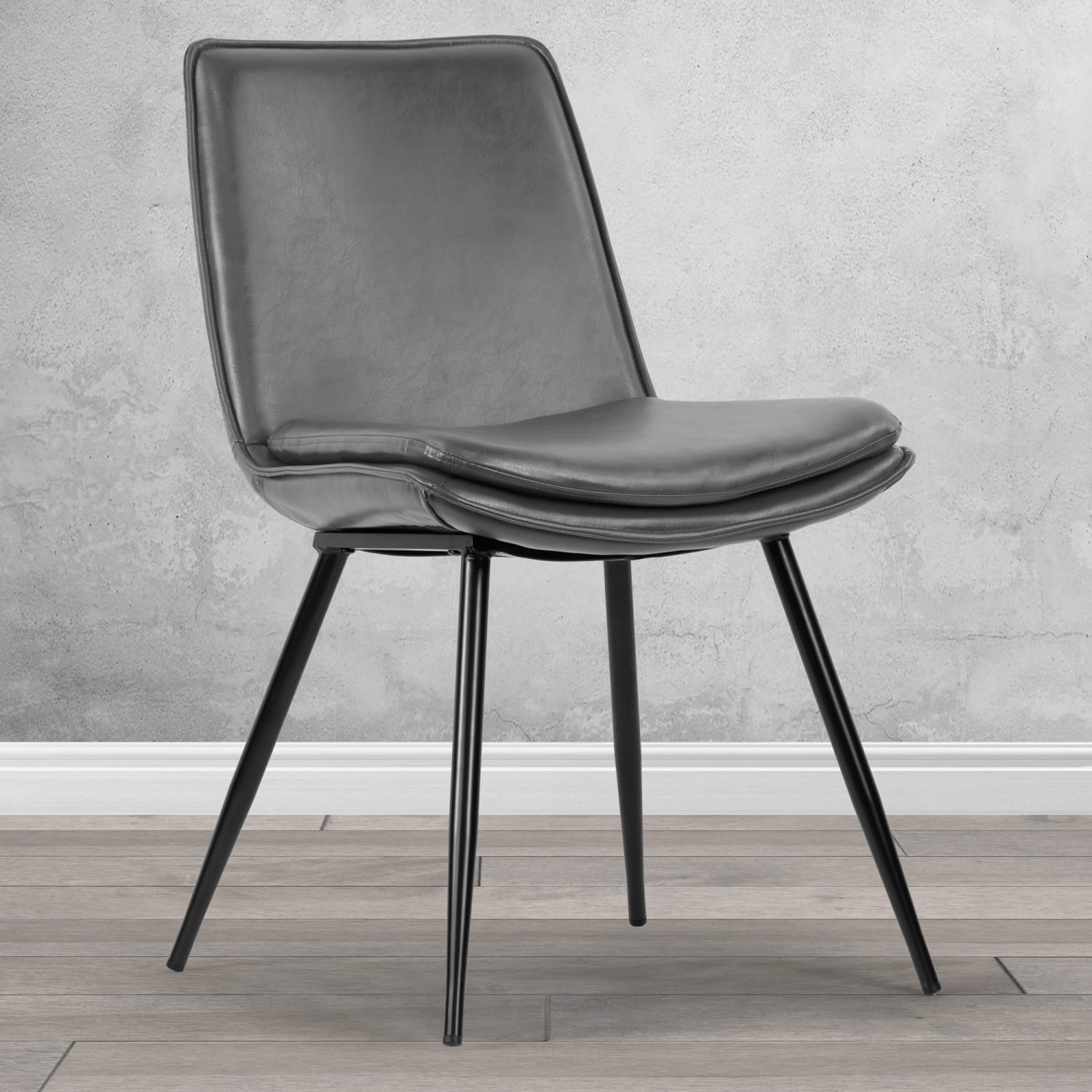 Glamour Home Avalon Faux Leather Dining Chairs With Metal Legs, Gray, Set Of 2 Chairs - Image 8