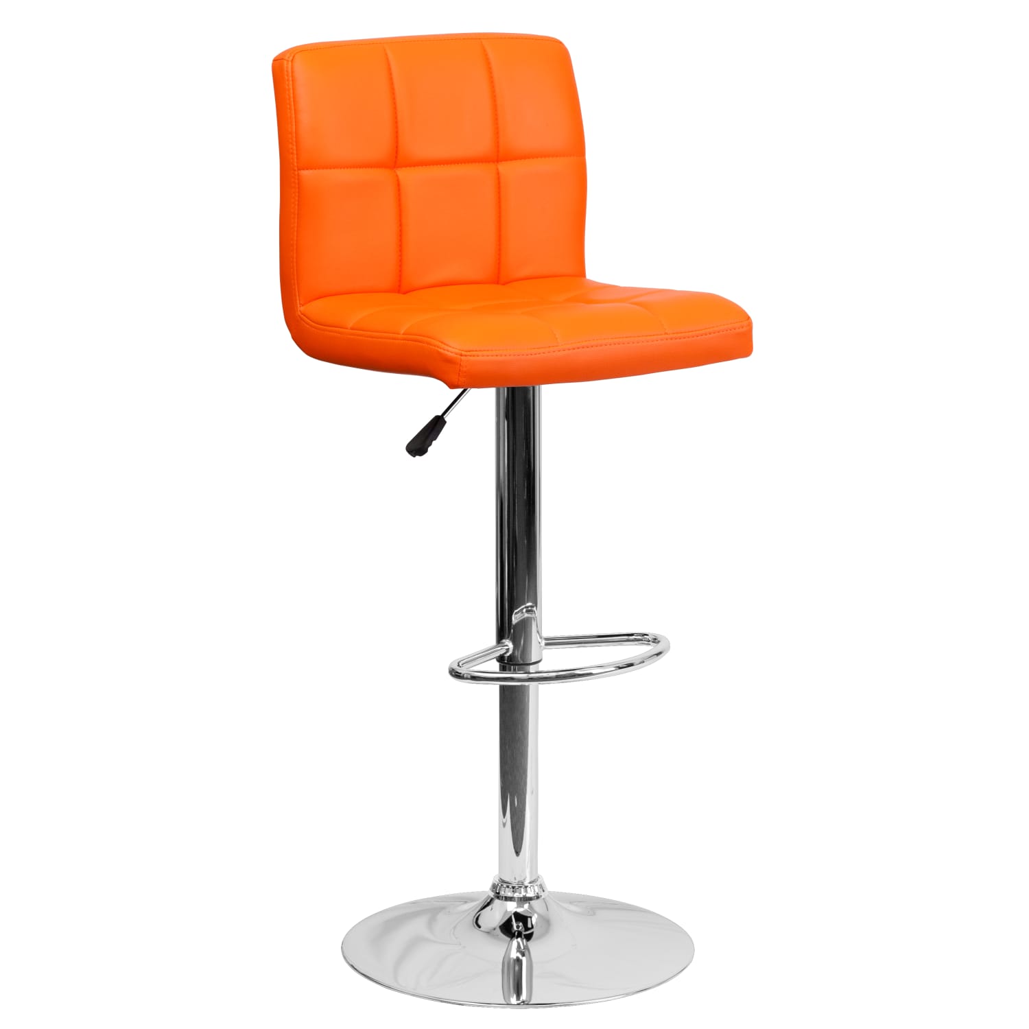 Flash Furniture Contemporary Quilted Vinyl Adjustable Height Barstool with Chrome Base Orange PopularChairscom