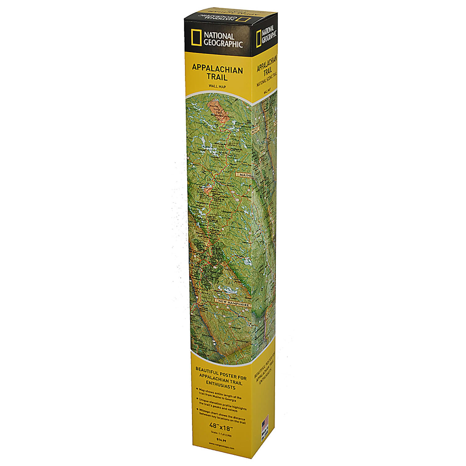 National Geographic Appalachian Trail Map, In Gift Box, 18in x 48in - Image 3