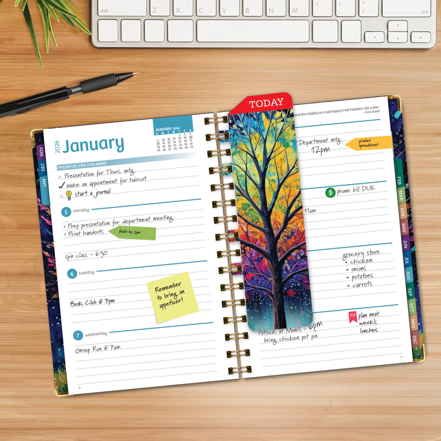 2026 Excello Brands Hardcover Fashion Daily/Weekly/Monthly Planner, 5.5in x 8in, Black Tree Seasons November 2025 - December 2026, (FSHN-CY26-58-32) - Image 4
