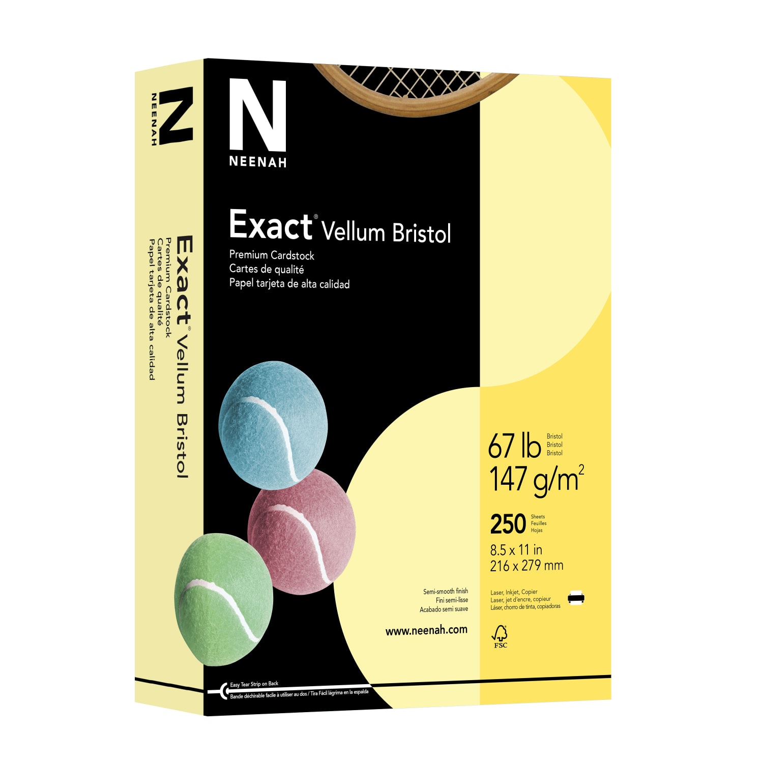 Exact Vellum Bristol Card Stock, Canary, Letter (8.5in x 11in), 67 Lb, Pack Of 250 - Image 3