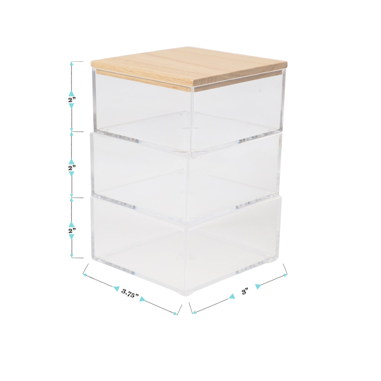 Martha Stewart Brody Plastic Storage Organizer Bins With Lid, 2inH x 3inW x 3-3/4inD, Clear/Light Natural, Set Of 3 Bins - Image 5