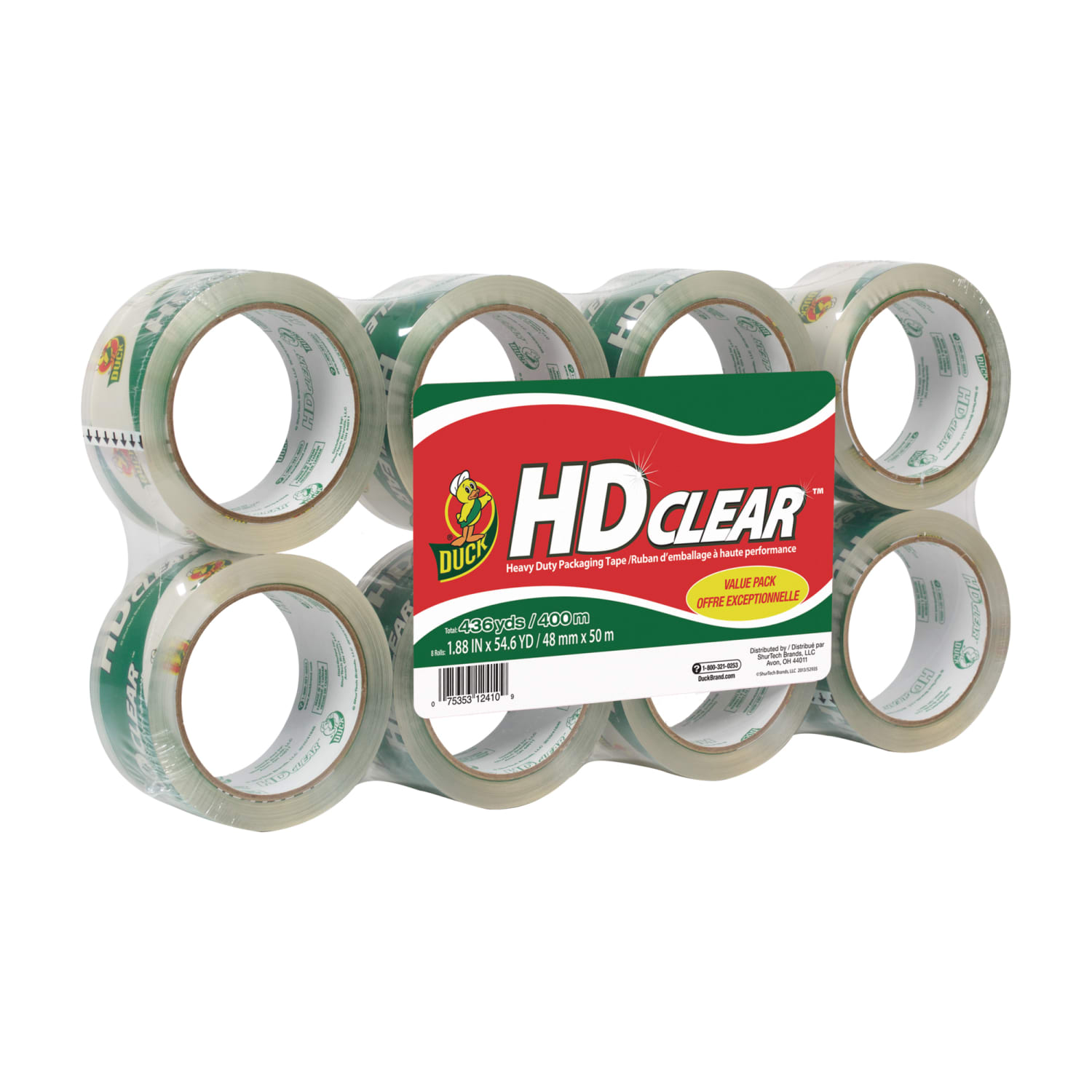 Duck HD Clear Heavy-Duty Packaging Tape, 1-7/8in, Crystal Clear, Pack Of 8 Rolls - Image 3
