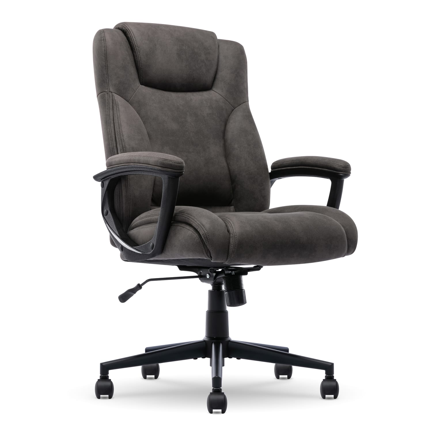 Serta® Comfort Eco Ergonomic Velvet Mid-Back Executive Office Chair, Brown/Black