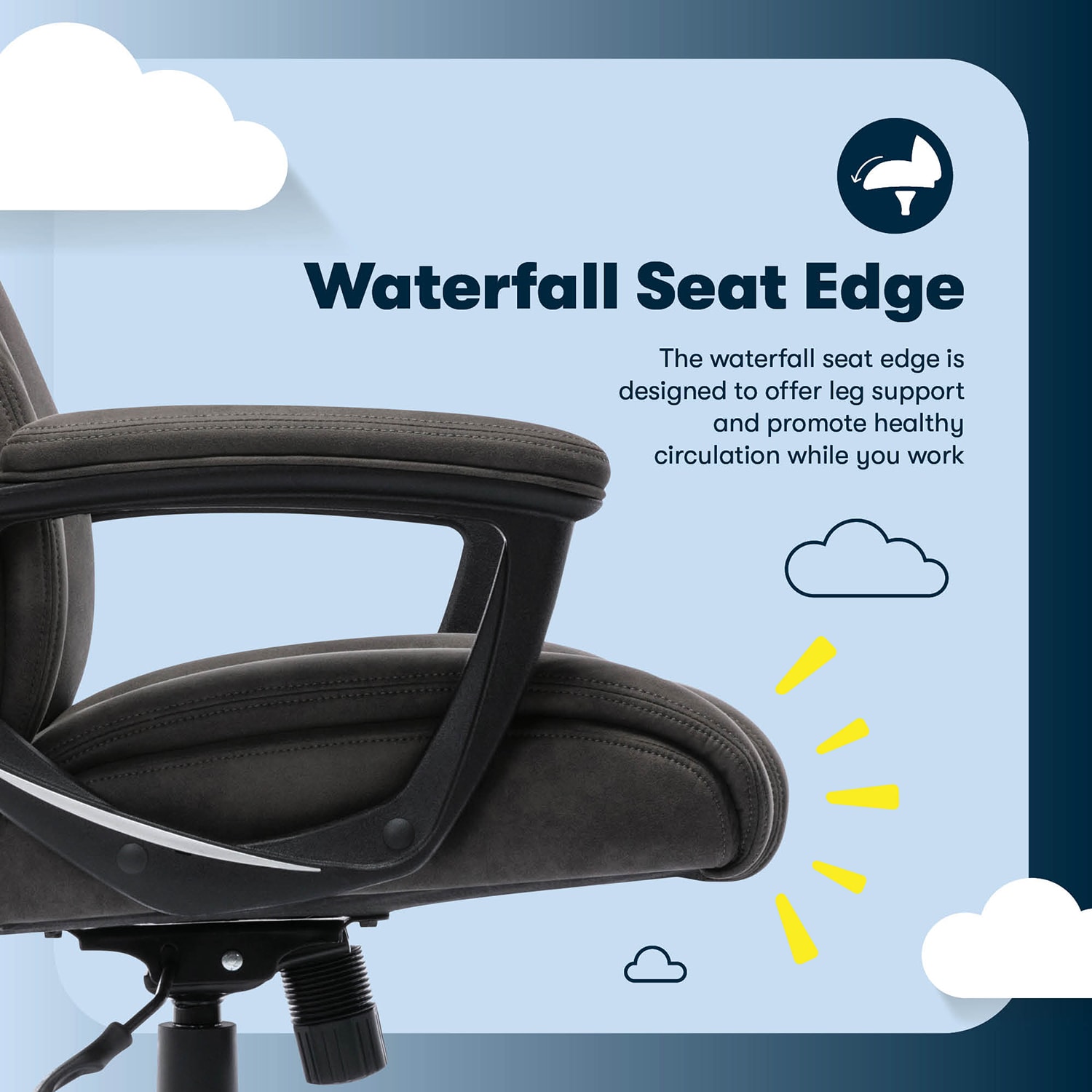 Serta® Comfort Eco Ergonomic Velvet Mid Back Executive Office Chair BrownBlack PopularChairscom