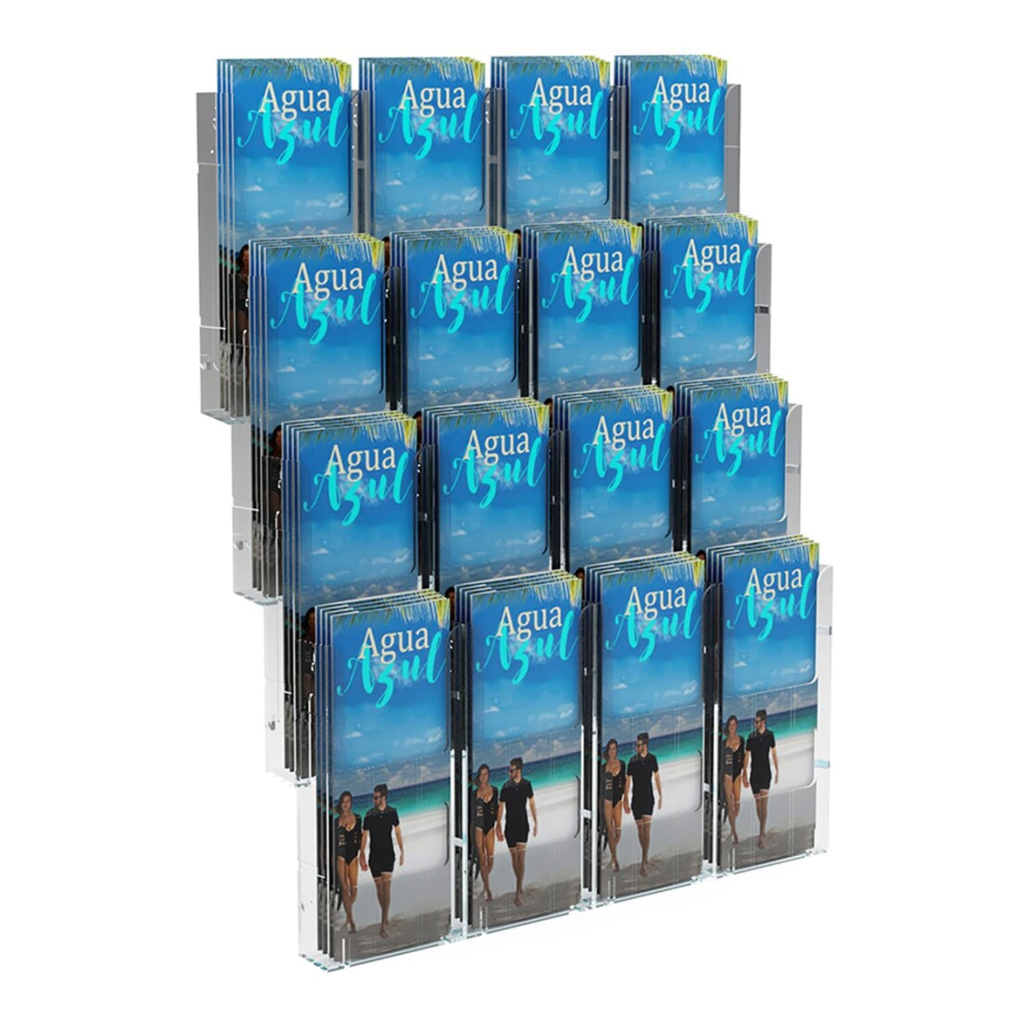 Azar Displays Wall-Mount Brochure Holder, Trifold, 16 Pockets, 18inW x 21-1/4inH, Clear - Image 3