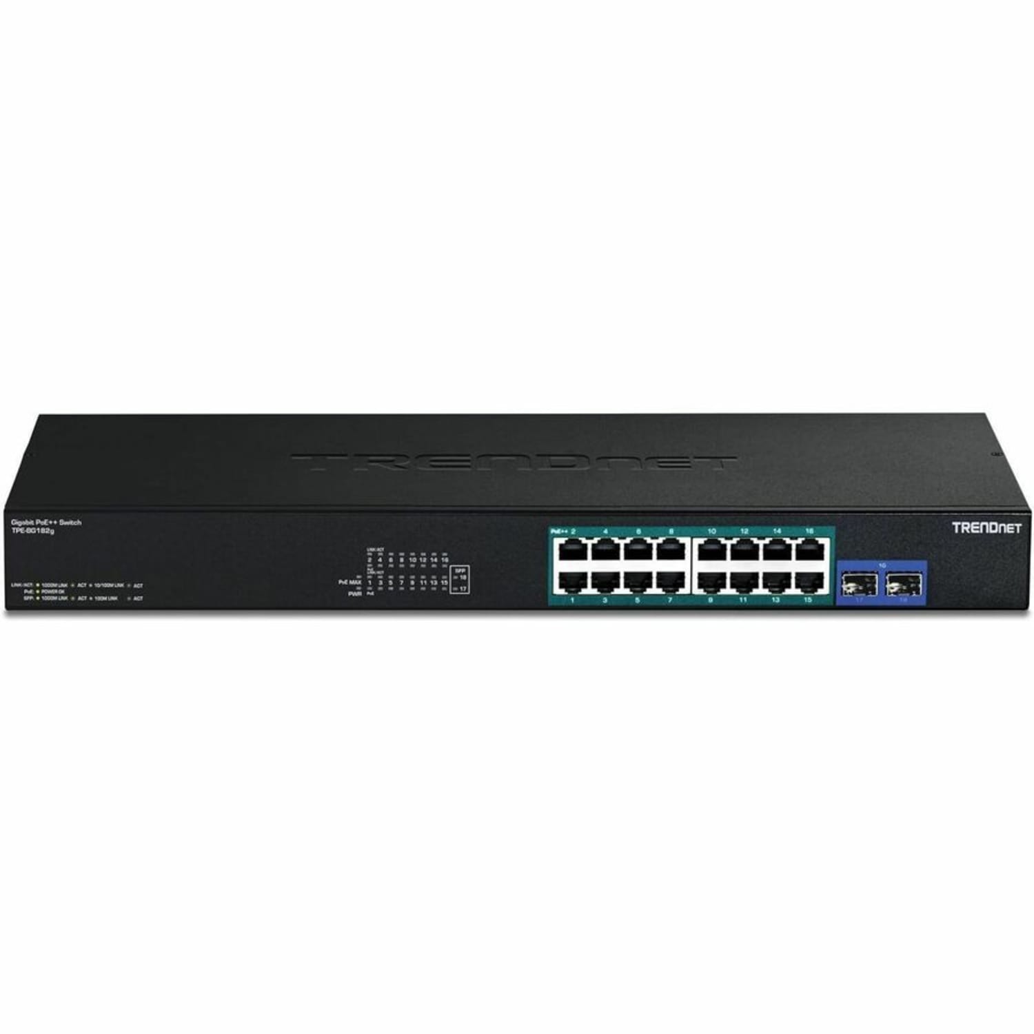 TRENDnet TPE-BG182g, 18-Port Gigabit 470W PoE++ Switch with 8x 95W PoE++ Ports, 8x 30W PoE+ Ports - Image 6