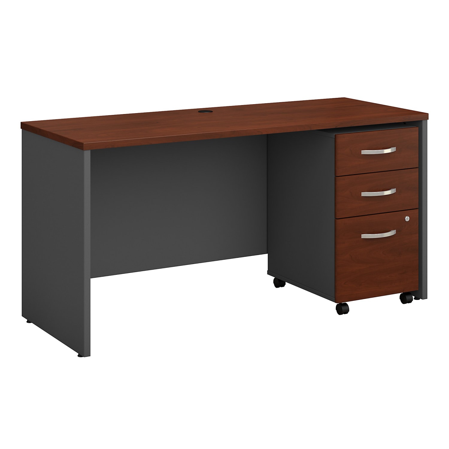 Bush Business Furniture Studio C Office Desk With Mobile File Cabinet, 60inW, Hansen Cherry, Standard Delivery