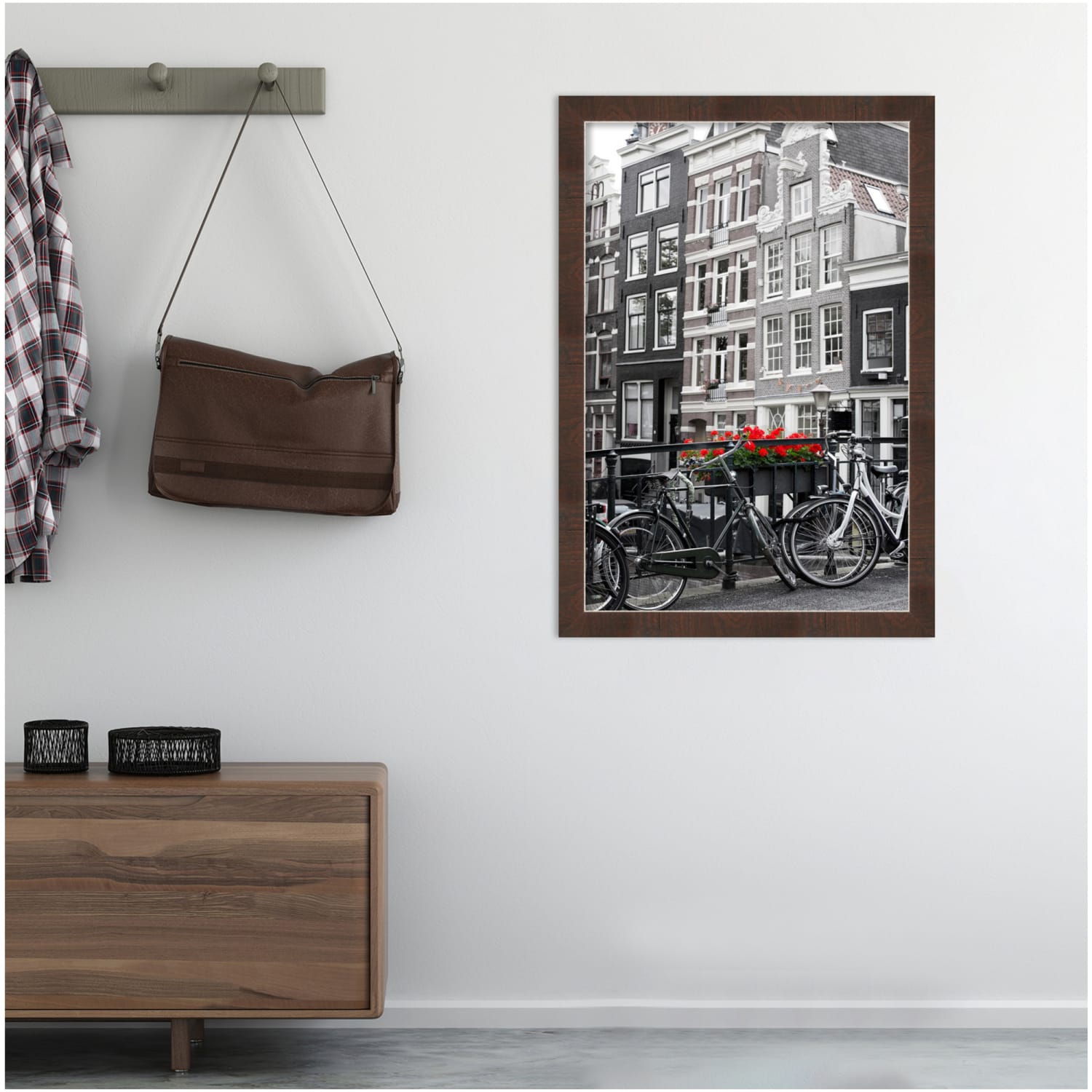 Amanti Art Narrow Picture Frame, 39in x 27in, Matted For 24in x 36in, Wildwood Brown - Image 5