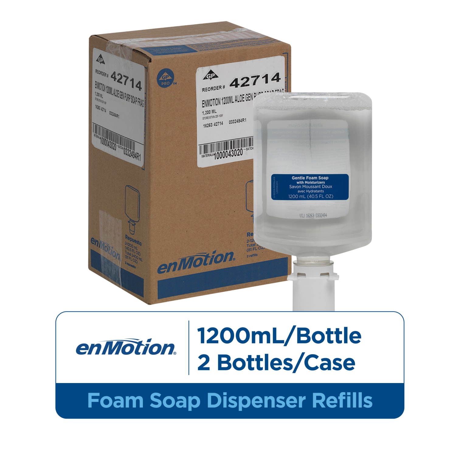 enMotion Gen2 Moisturizing Foam Hand Soap Dispenser Refill, Dye & Fragrance Free, 1200 mL per Refill, 2 Refills per Case (2400 mL) - Image 3