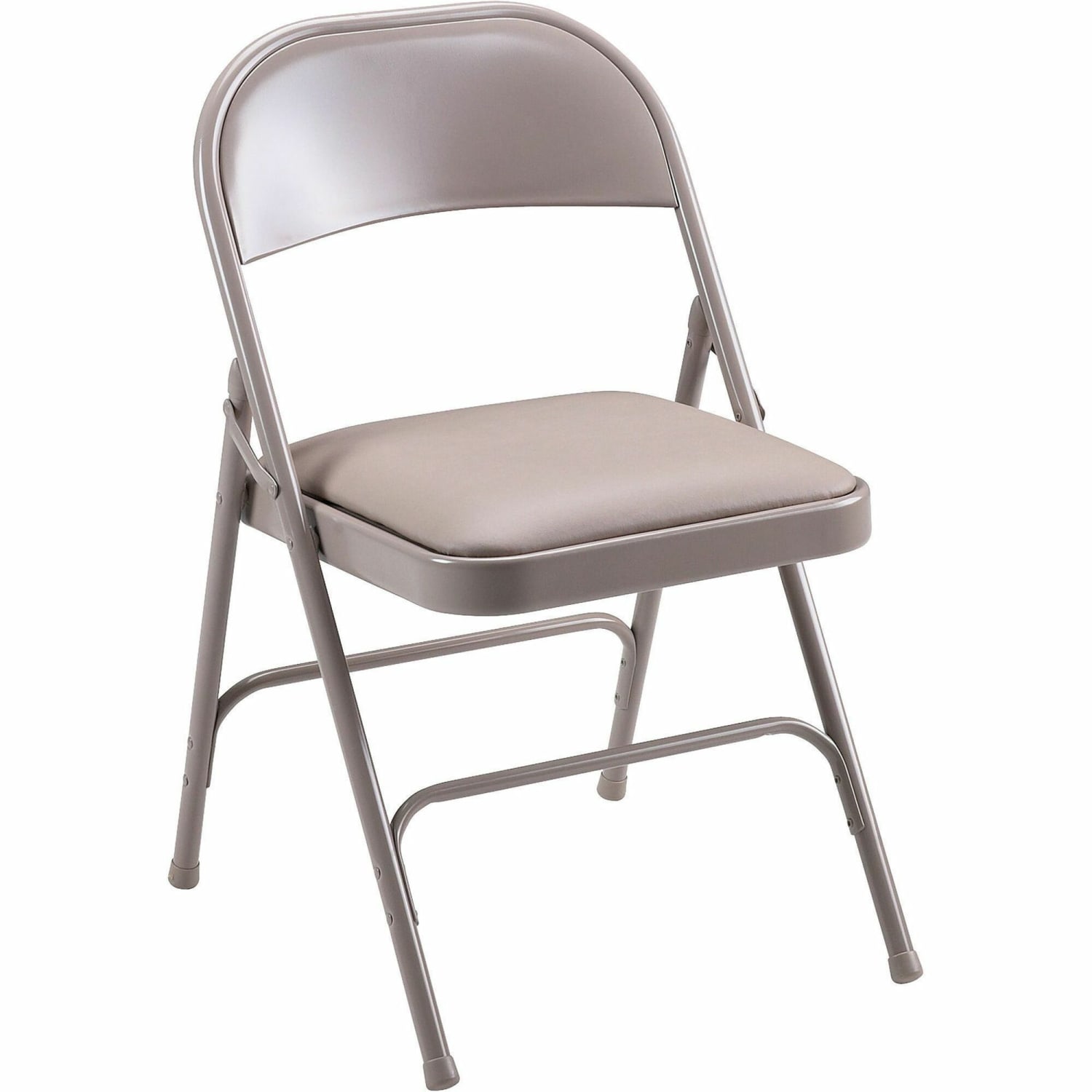 Lorell Vinyl Padded Seat Folding Chair, Beige, Set Of 4 - Image 3