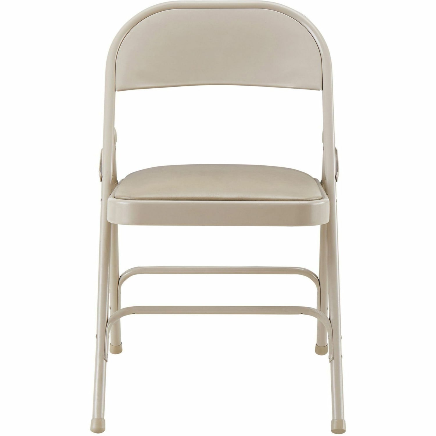 Lorell Vinyl Padded Seat Folding Chair, Beige, Set Of 4 - Image 4
