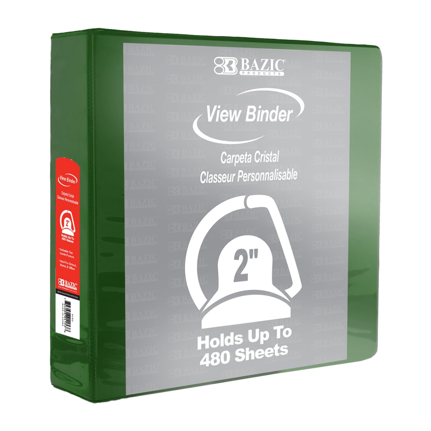 BAZIC Products 3-Ring View Binder With 2 Pockets, 2in Slant D, Green, Pack Of 6 - Image 3