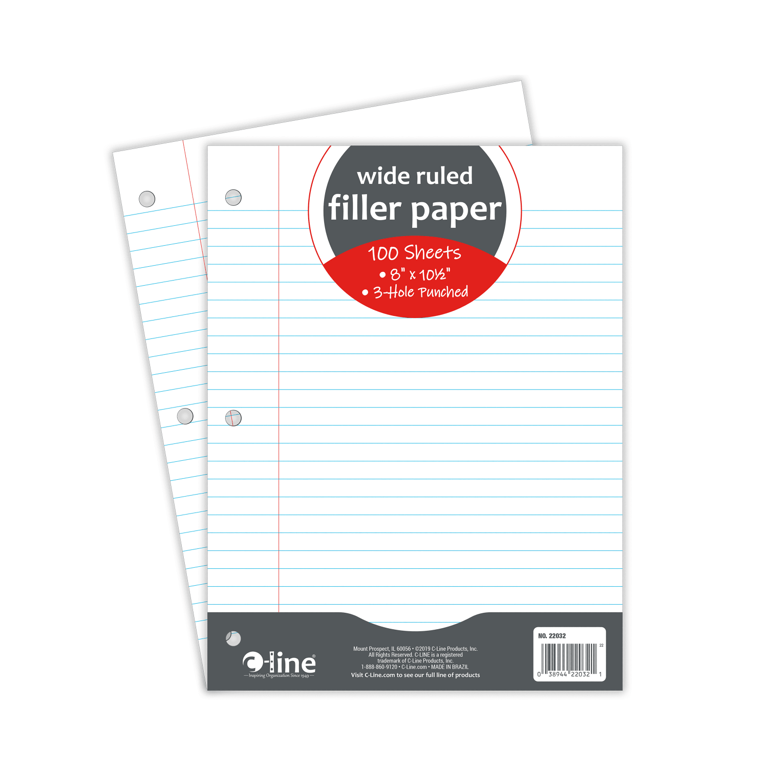 C-Line Filler Paper, 8in x 10-1/2in, Wide Rule, 100 Sheets Per Pack, White, Case Of 36 Packs - Image 4