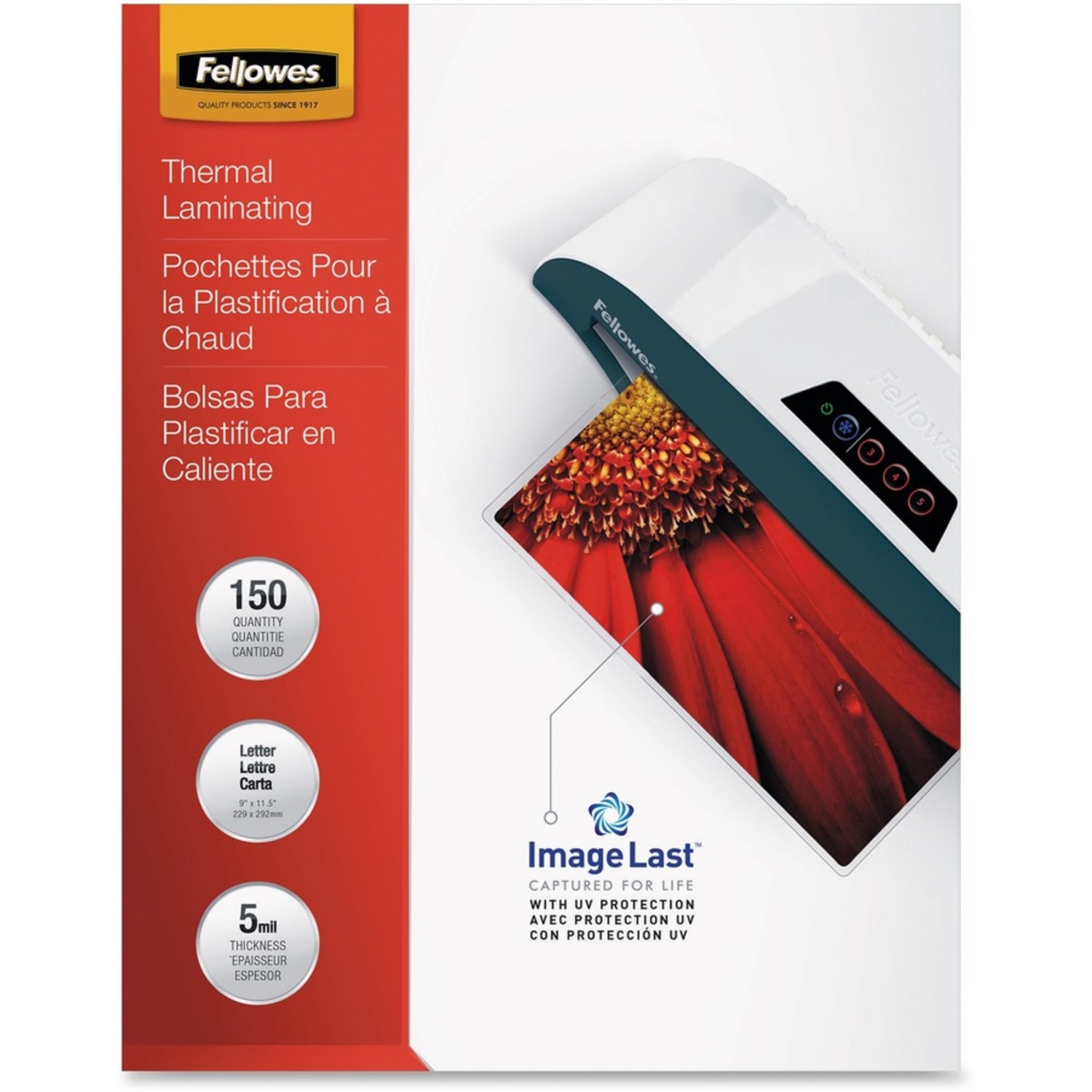 Fellowes Laminating Pouches, Glossy, 5 mil Thick, Clear, Pack Of 150 - Image 4