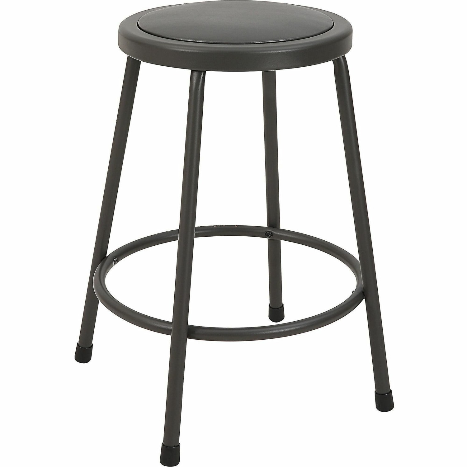 Lorell Metal Shop Stool, 24in Vinyl Seat Material, Light Gray