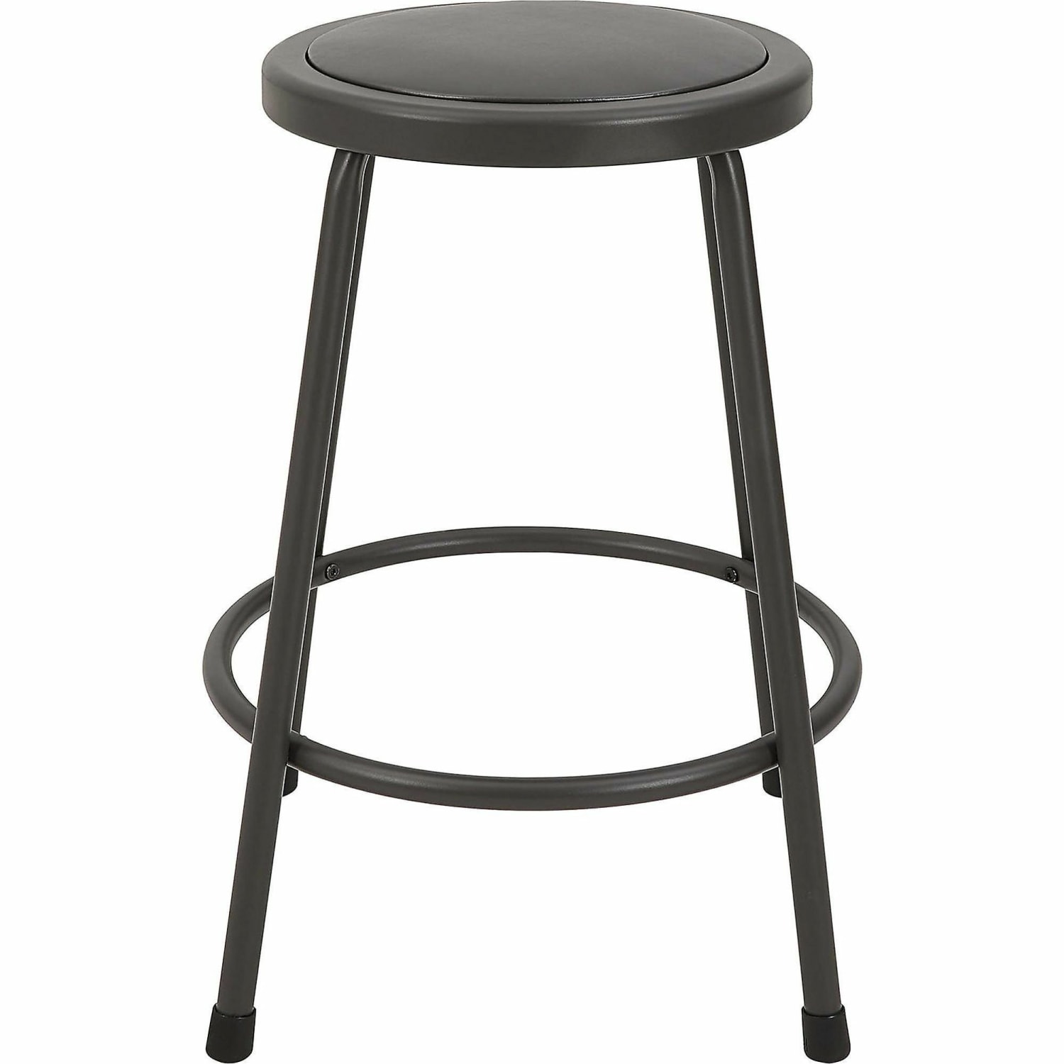 Lorell Metal Shop Stool 24in Vinyl Seat Material Light Gray PopularChairscom